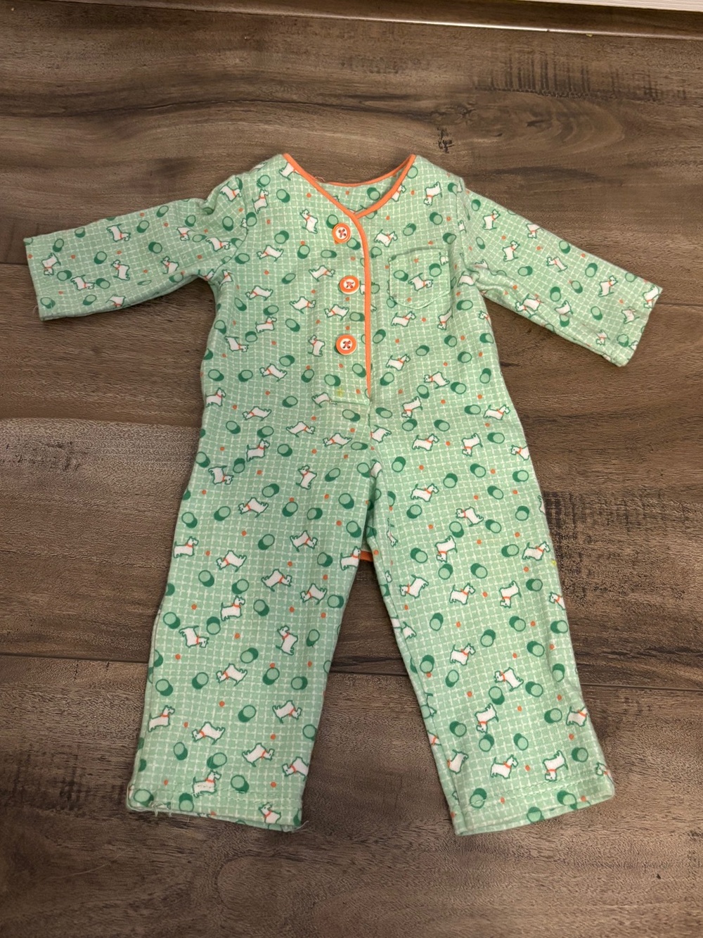 American Girl Kit Kittredge One Piece Union Style Pajama Back Buttoned Flap